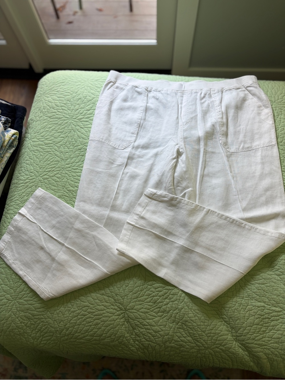 White Linen Casual Pants